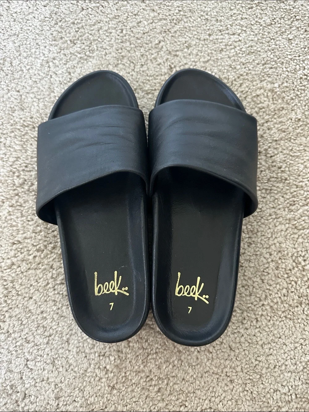 Beek Pelican Black Slide Sandals